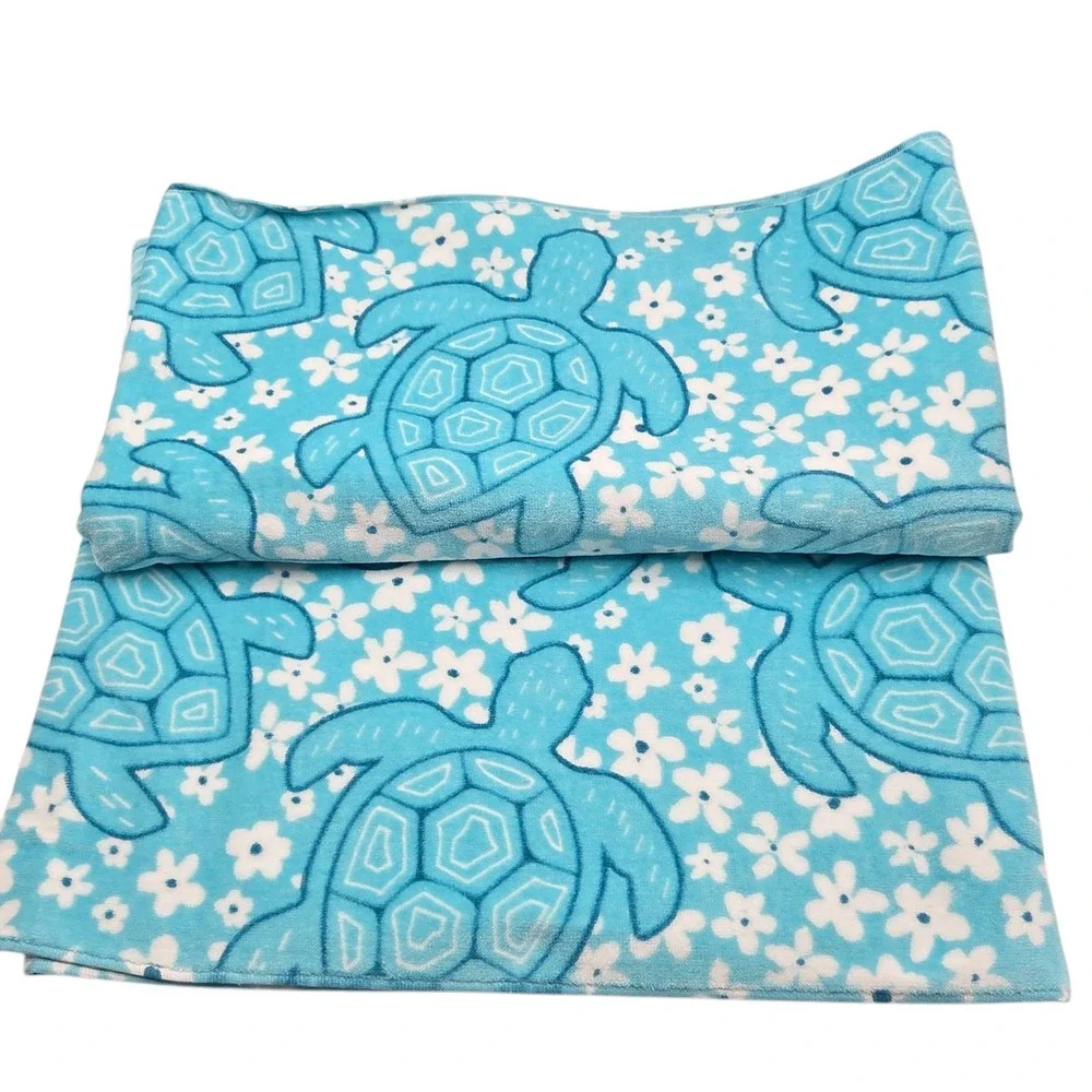 Truly Lou Oversize Beach Towel‎ Sea Turtle Aqua Cotton Absorbent 36x72 Pool Spa